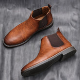 Luxury Leather Men's Chelsea Boots-Retro Style