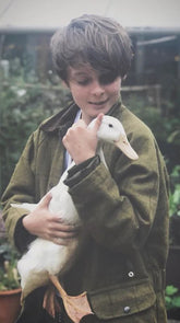 CLEARANCE-Alan Paine Rutland Kids Tweed Coat - Lichen