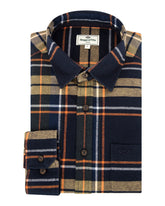 Hoggs Of Fife Coll Cotton Twill Check Shirt. Navy