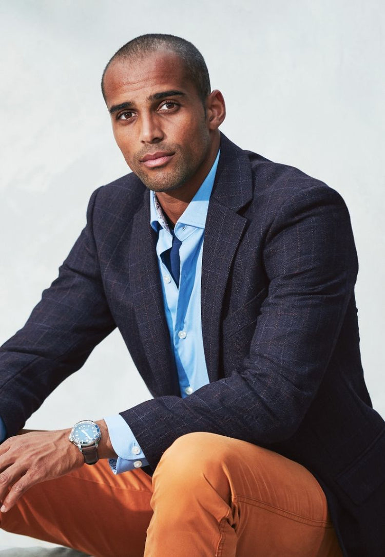 CLEARANCE - Brook Taverner Camberley Navy 100% Wool Check Jacket