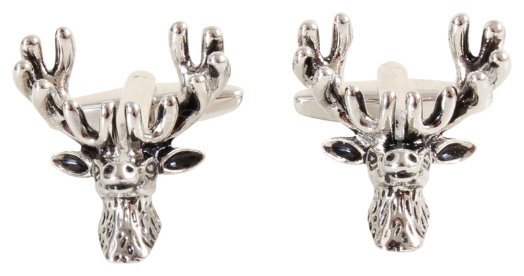 CLEARANCE - Dalaco Stags Head Cufflinks Burnished Rhodium Plate