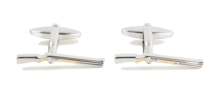 CLEARANCE - Dalaco Shotgun Cufflinks 2 Tone Rhodium & Gold.