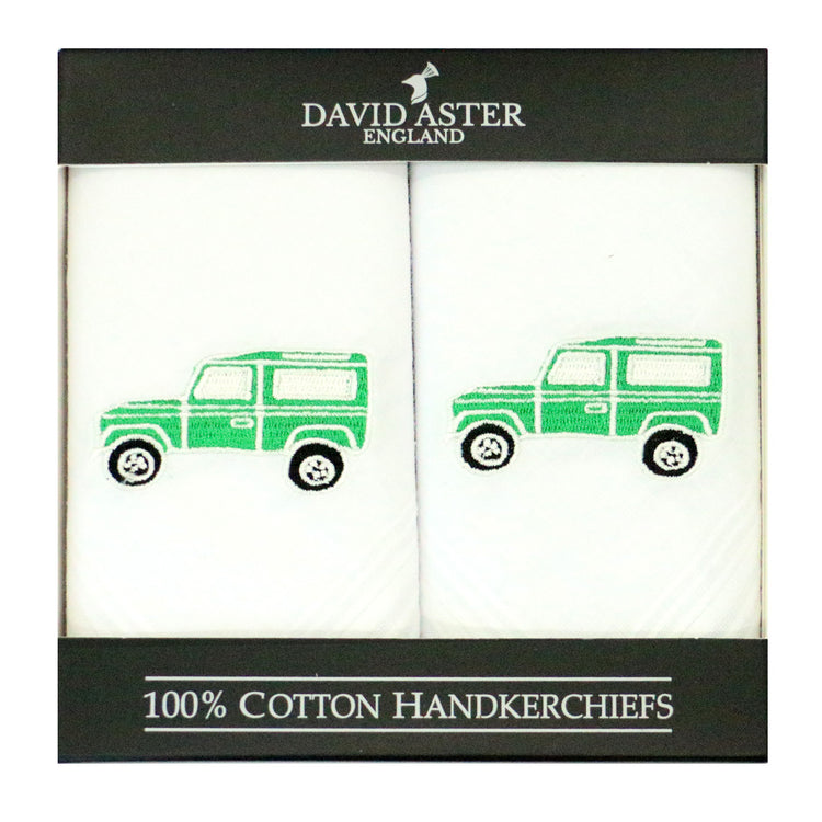 Dalaco Green Land Vehicle Embroidered Handkerchiefs.