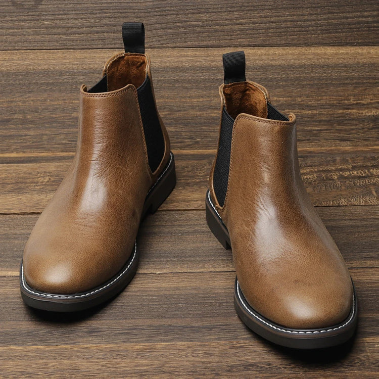 Luxury Leather Men's Chelsea Boots-Retro Style