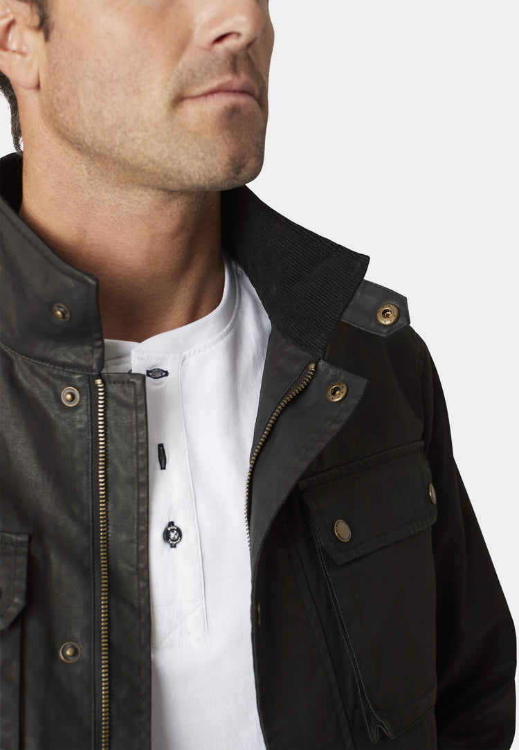 CLEARANCE - Brett Cotton Twill Carbon Finish Biker Jacket