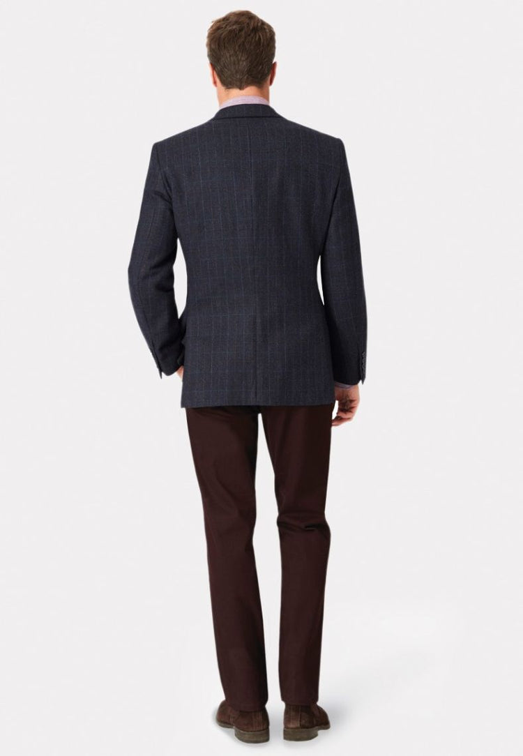 CLEARANCE - Brook Taverner Camberley Navy 100% Wool Check Jacket