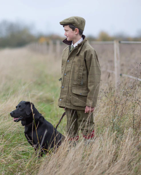 CLEARANCE-Alan Paine Rutland Kids Tweed Coat - Lichen