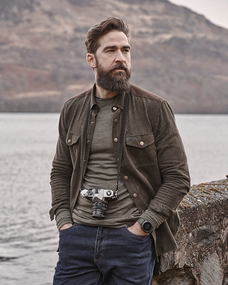 Hoggs Of Fife Dunvegan Flannel Shirt. Loden.