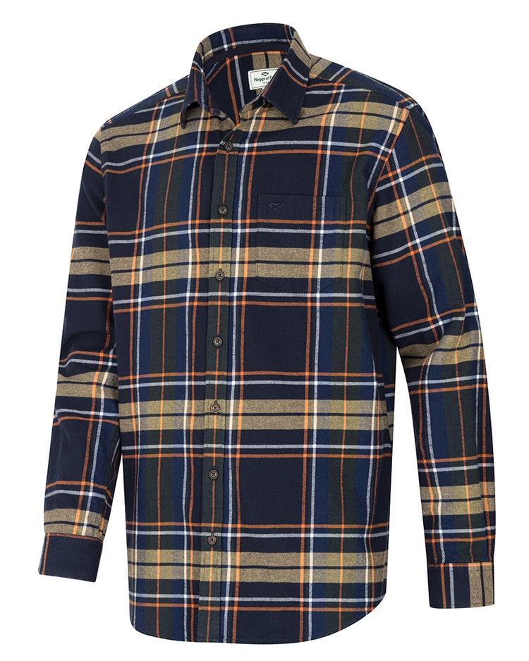 Hoggs Of Fife Coll Cotton Twill Check Shirt. Navy