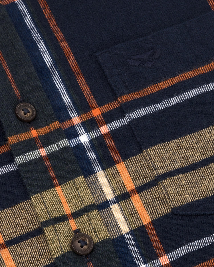 Hoggs Of Fife Coll Cotton Twill Check Shirt. Navy