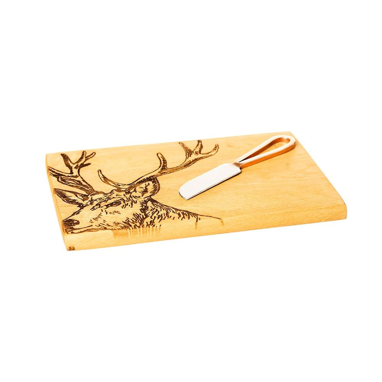 CLEARANCE-Oak Cheese Board & Knife Set