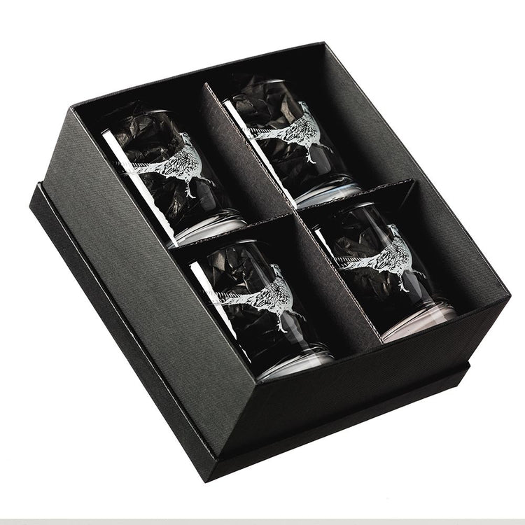 CLEARANCE- Engraved Style Glass Tumbler Gift Set (Set of 4)