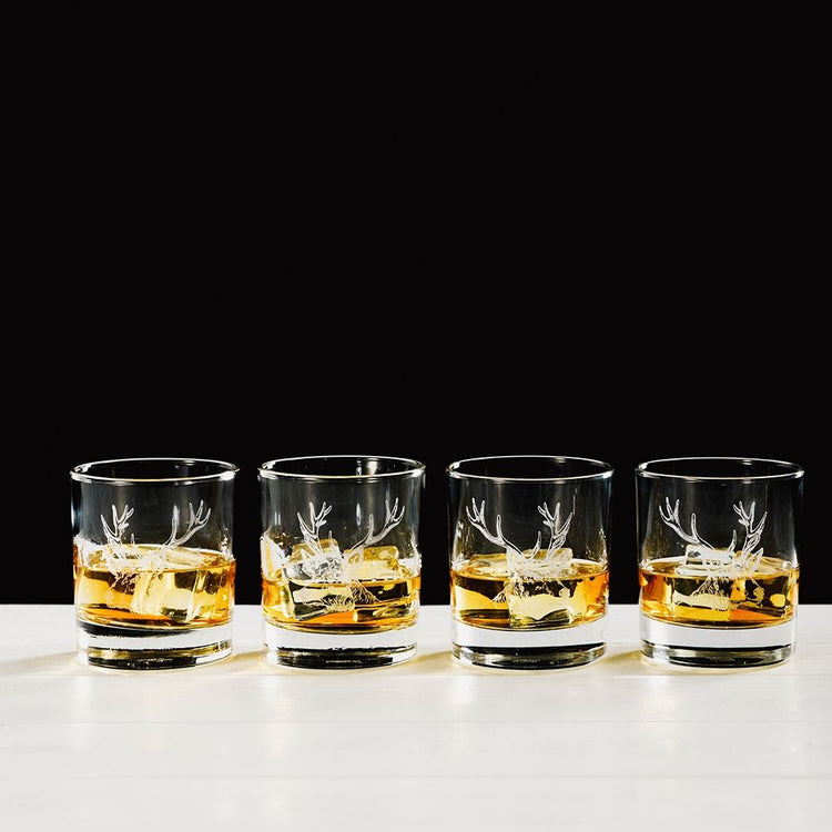 CLEARANCE- Engraved Style Glass Tumbler Gift Set (Set of 4)